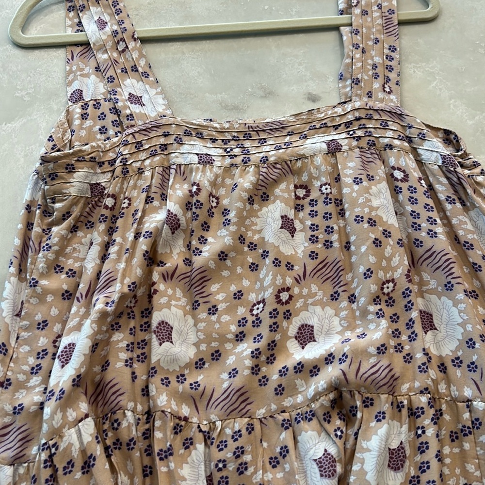 Natalie Martin Tan Floral Sundress with White and Purple Accents